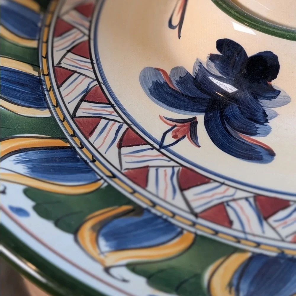 Tabletops Unlimited Deruta 2 Tier Serving Stand Italian Hand Painted Ceramic - Picture 5 of 8